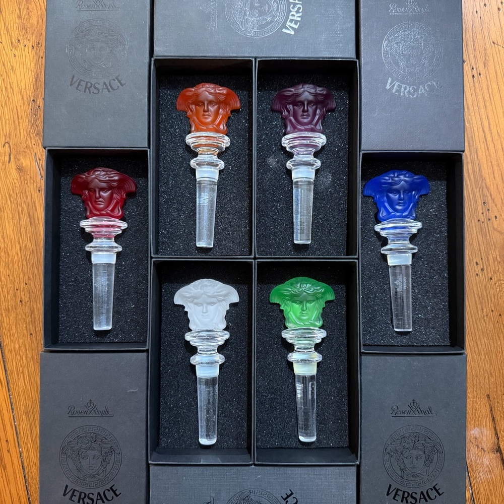 Versace Medusa Wine Stoppers – Set of 6 – Multicolor – Original Boxes